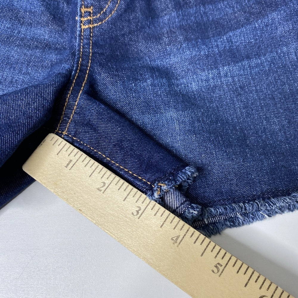 OLD NAVY Girls Blue Denim Frayed Hem High Rise Adjustable Waist Shorts Size 12 - Picture 7 of 11